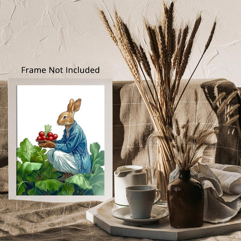 Posterizer 1 pcs-whimsical magical cute farmer bunny rabbit 3-Kids Room Art-Art for Animal Lovers-Gift for Daughter, Son, Kids- unframed wall art...
